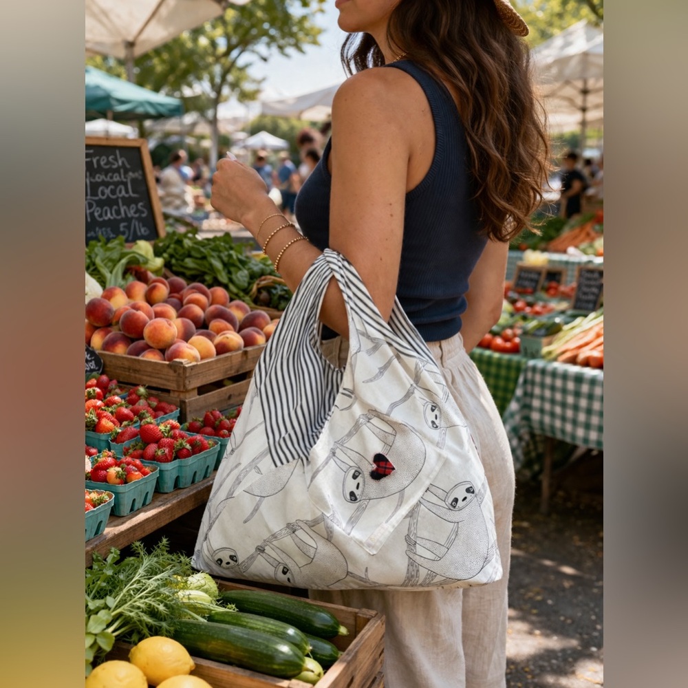 Handcrafted Cotton Market Bag with a Scottish heart